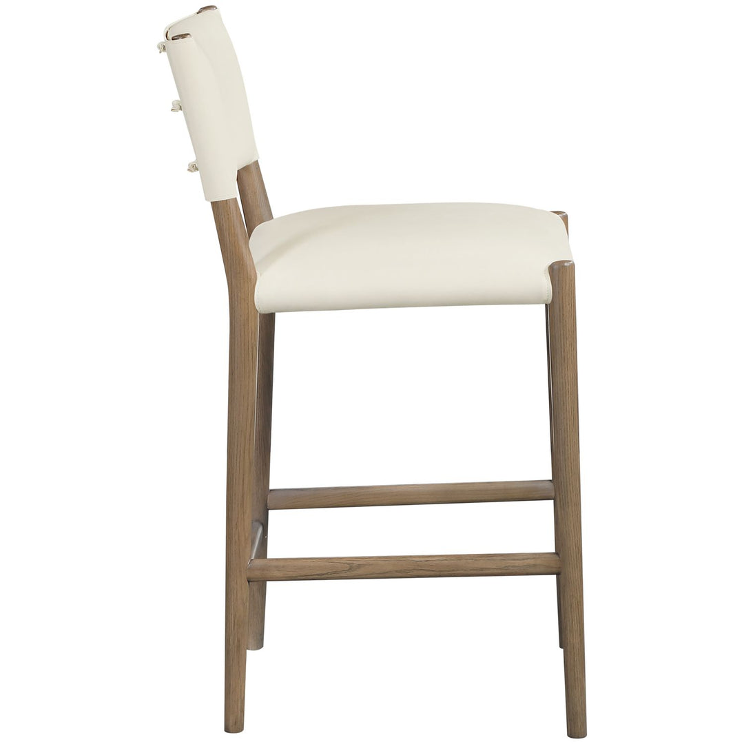 Andie Vegan Leather Upholstered Counter Stool — Cream / Stained Brown