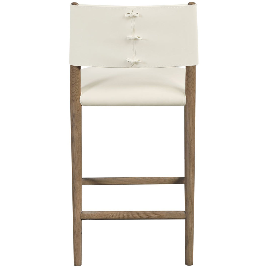 Andie Vegan Leather Upholstered Counter Stool — Cream / Stained Brown