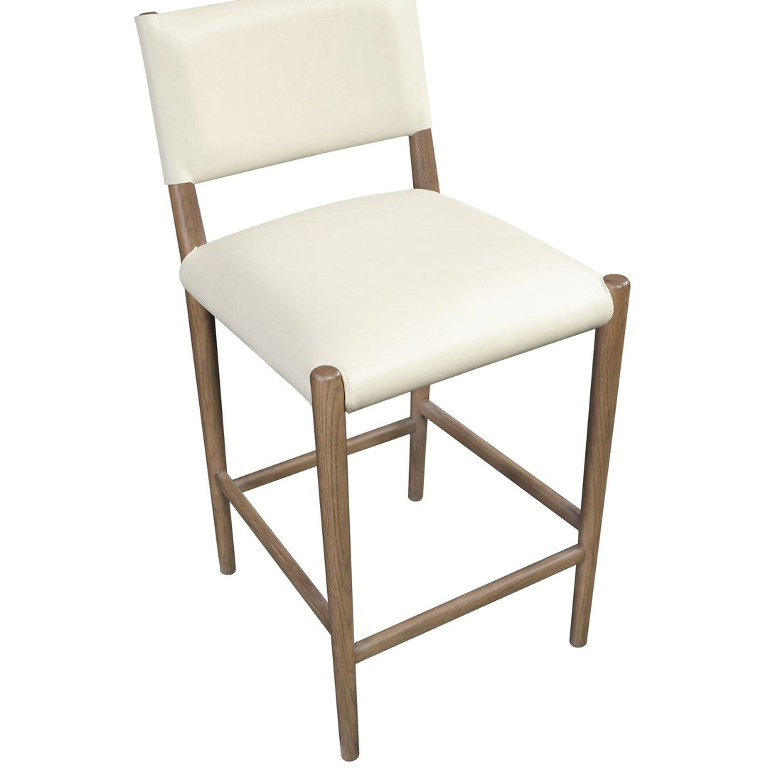 Andie Vegan Leather Upholstered Counter Stool — Cream / Stained Brown