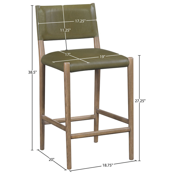 Andie Vegan Leather Upholstered Counter Stool — Olive / Stained Brown