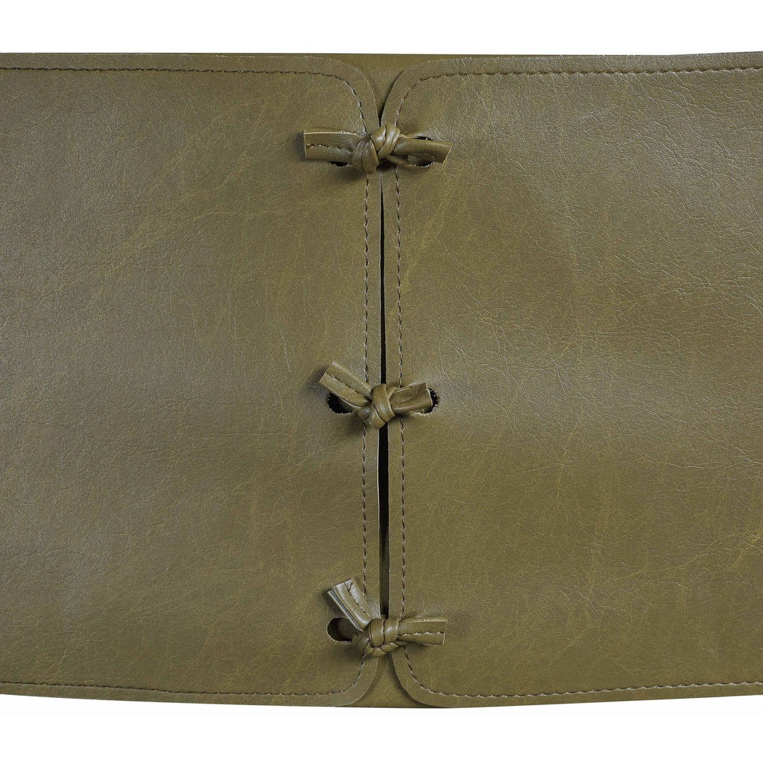 Andie Vegan Leather Upholstered Counter Stool — Olive / Stained Brown