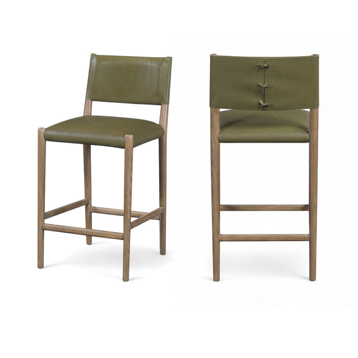 Andie Olive Vegan Leather Upholstered Counter Stool