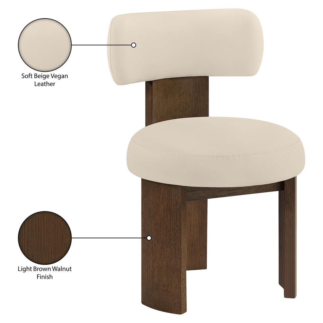 Atelier Vegan Leather Upholstered Dining Chair — Beige / Painted Brown