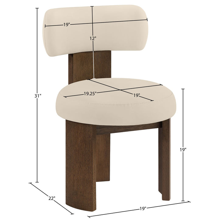 Atelier Vegan Leather Upholstered Dining Chair — Beige / Painted Brown