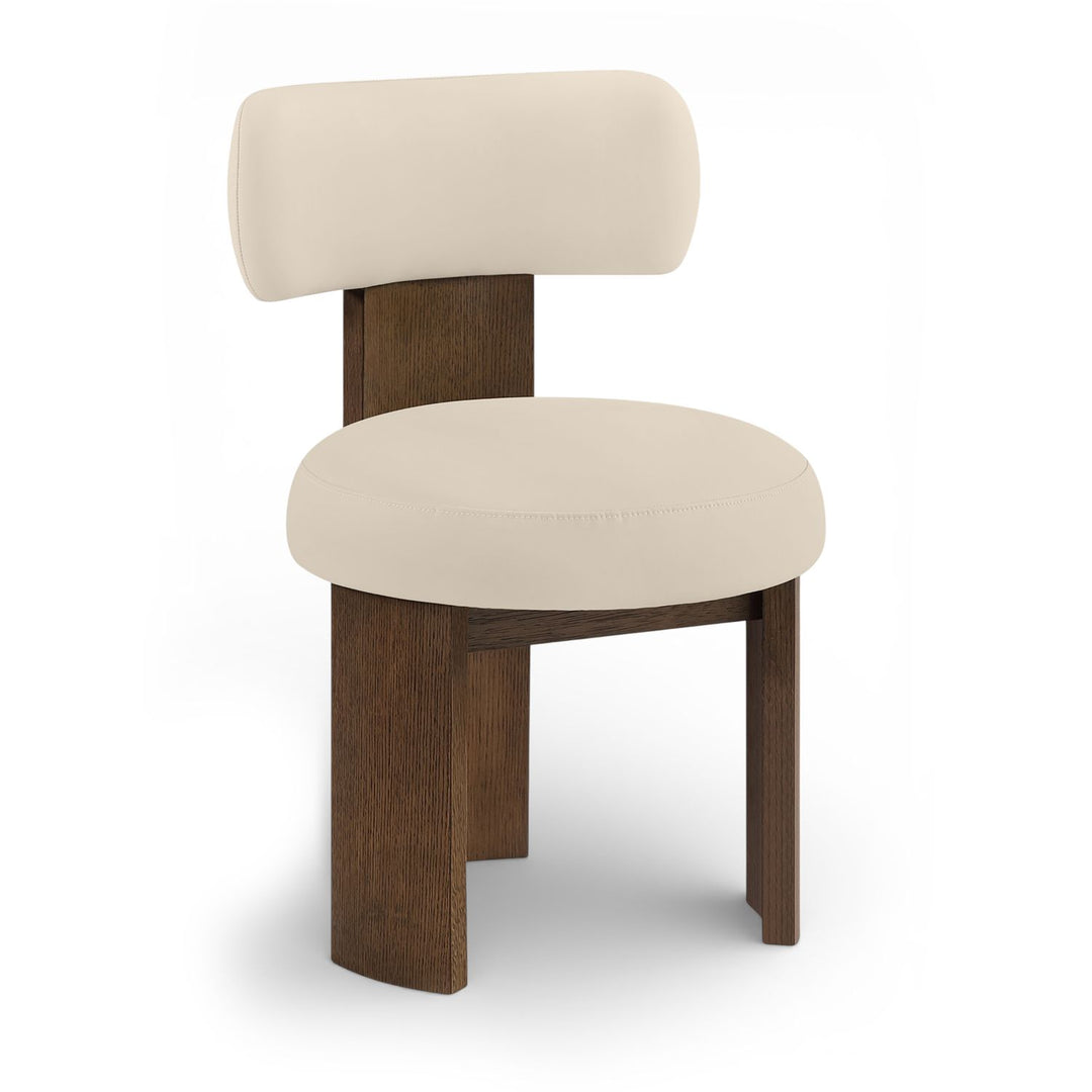 Atelier Vegan Leather Upholstered Dining Chair — Beige / Painted Brown