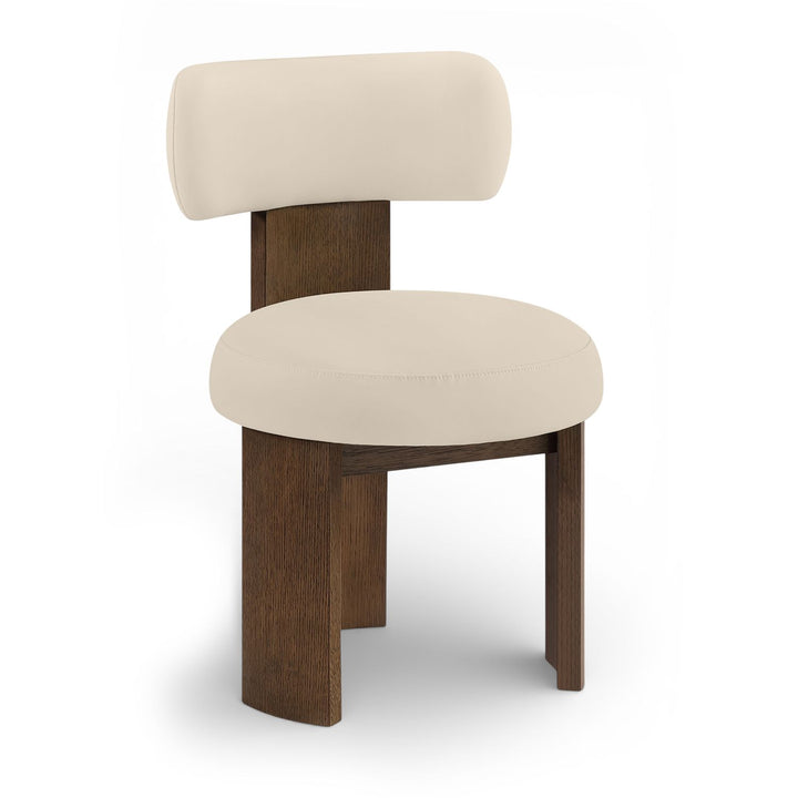 Atelier Vegan Leather Upholstered Dining Chair — Beige / Painted Brown