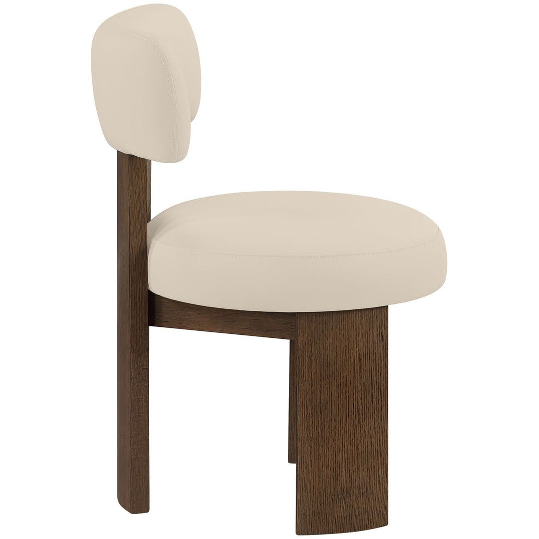 Atelier Vegan Leather Upholstered Dining Chair — Beige / Painted Brown