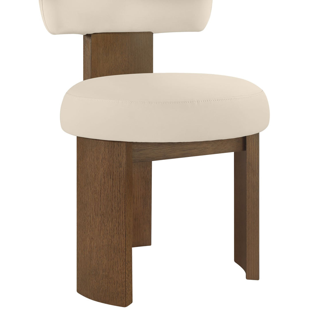 Atelier Vegan Leather Upholstered Dining Chair — Beige / Painted Brown