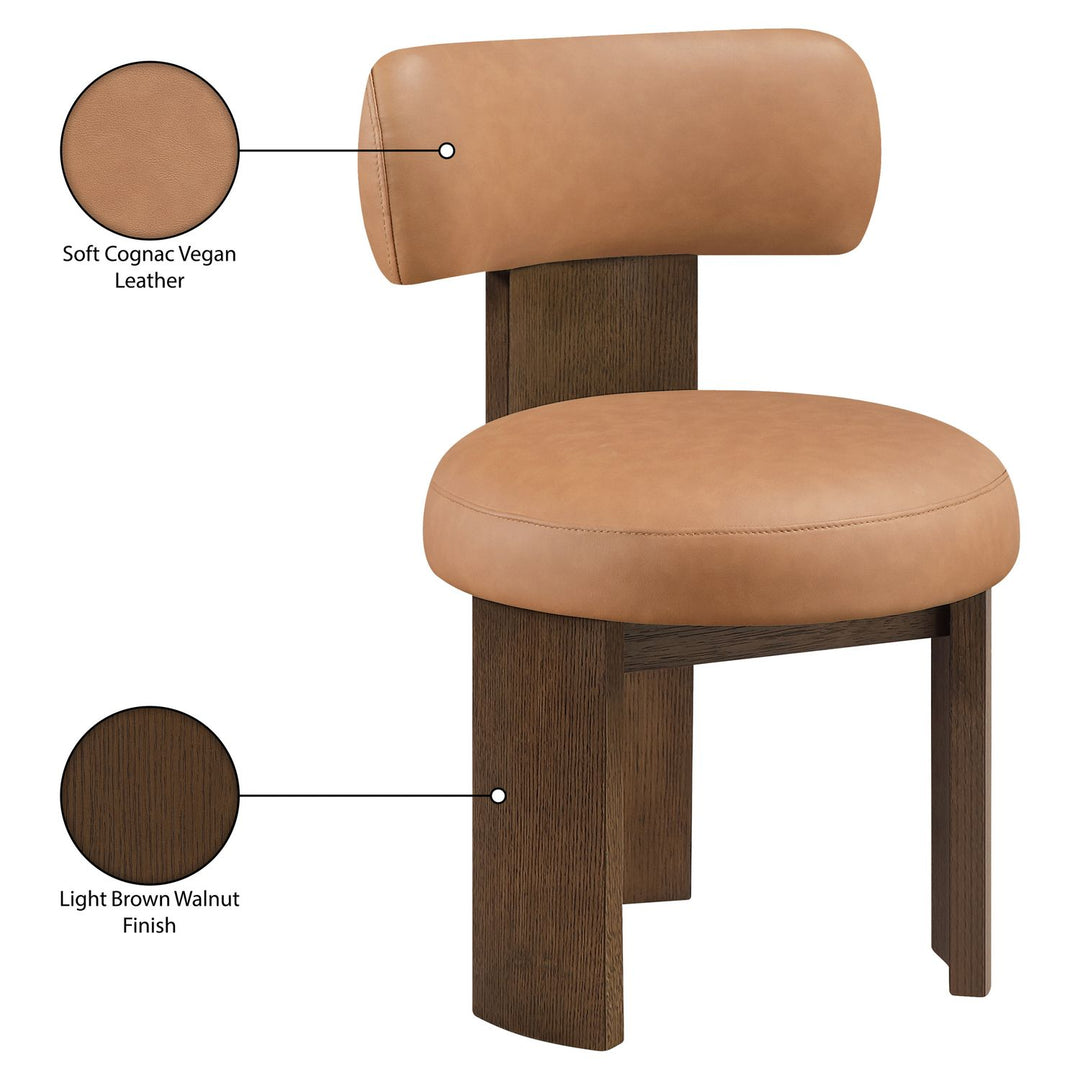 Atelier Vegan Leather Upholstered Dining Chair — Cognac / Painted Brown