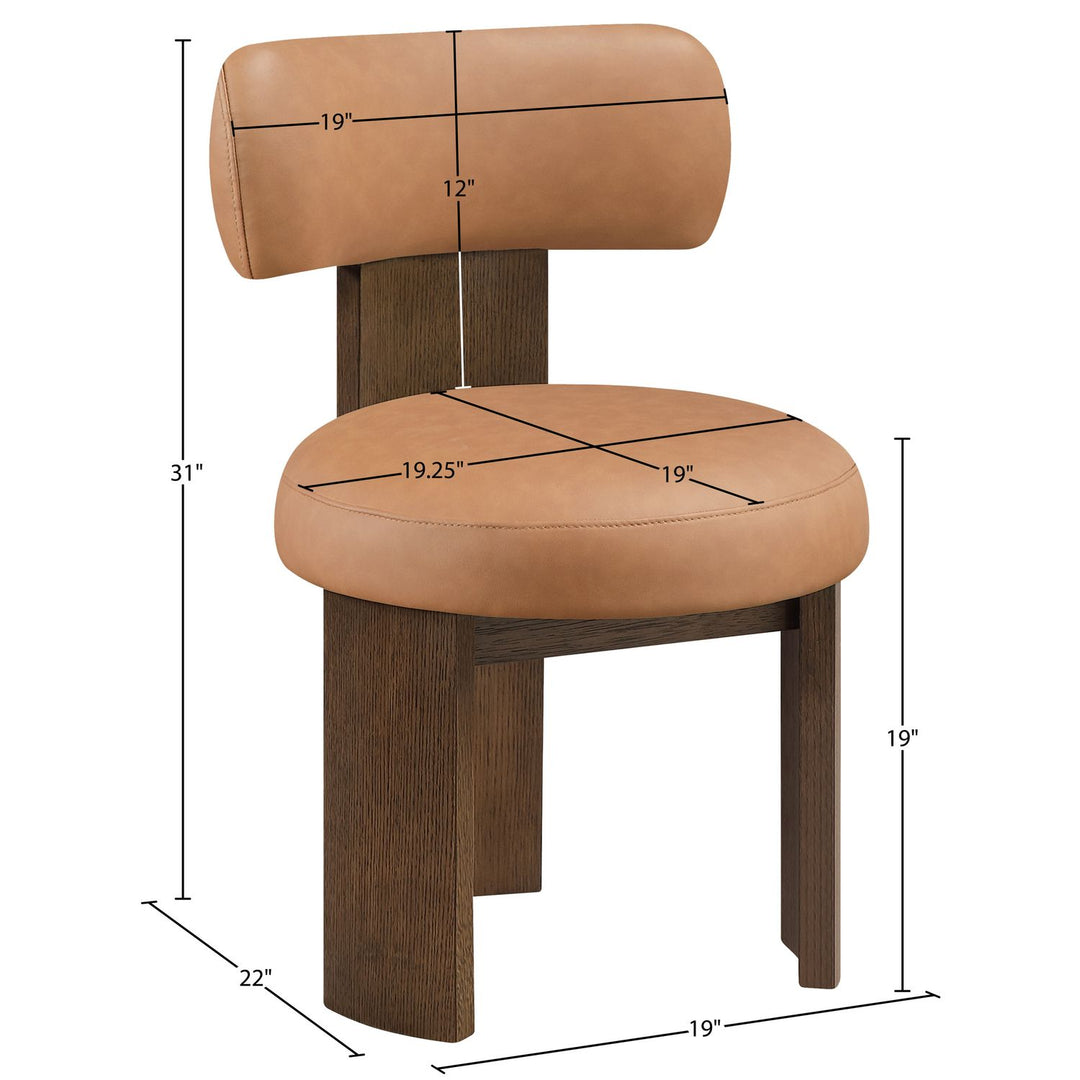 Atelier Vegan Leather Upholstered Dining Chair — Cognac / Painted Brown