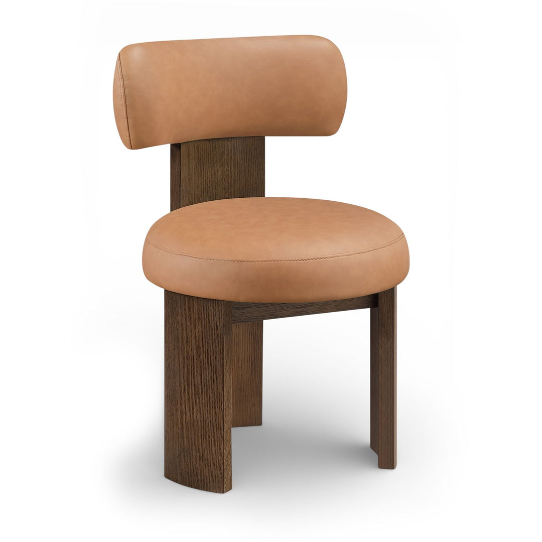 Atelier Vegan Leather Upholstered Dining Chair — Cognac / Painted Brown