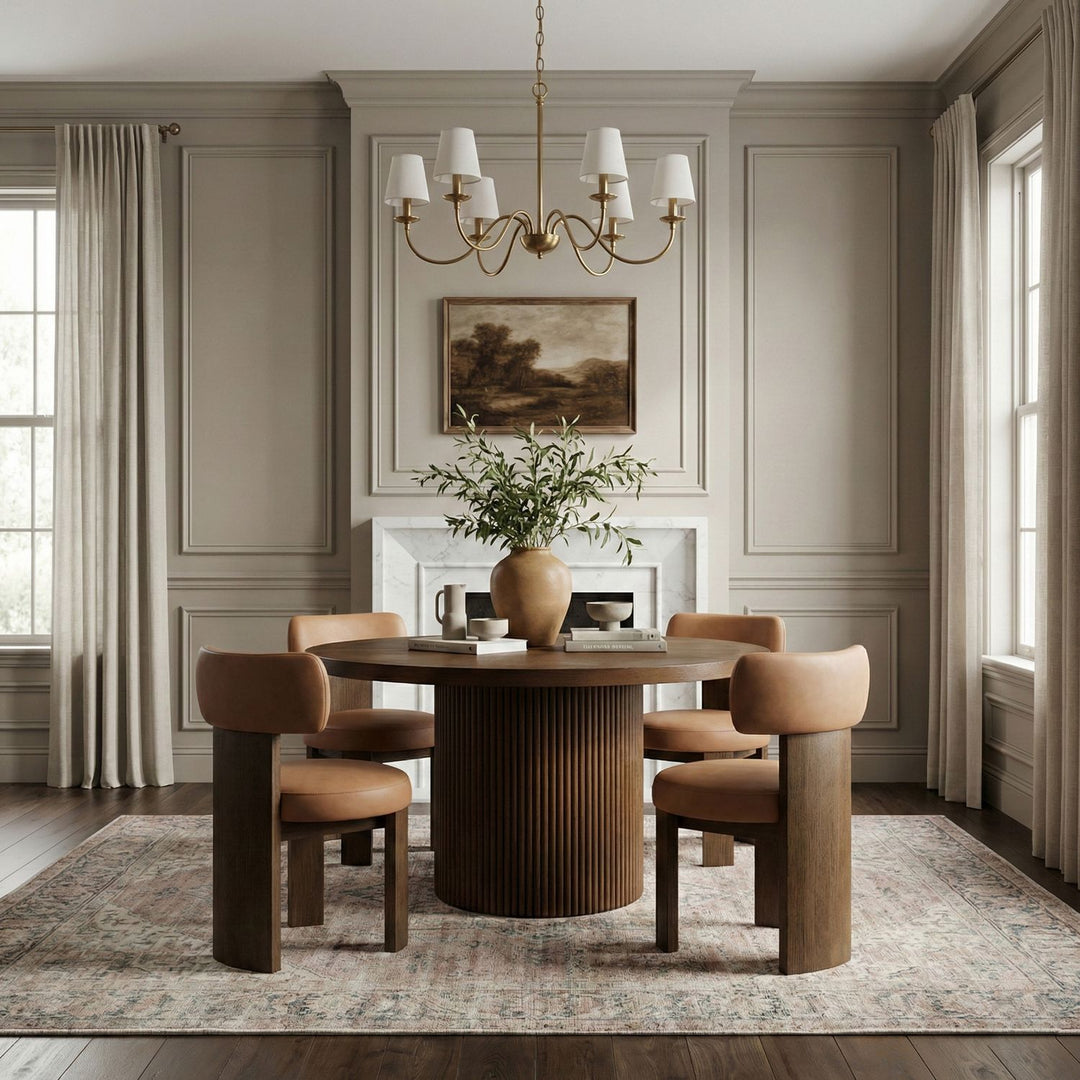 Atelier Vegan Leather Upholstered Dining Chair — Cognac / Painted Brown