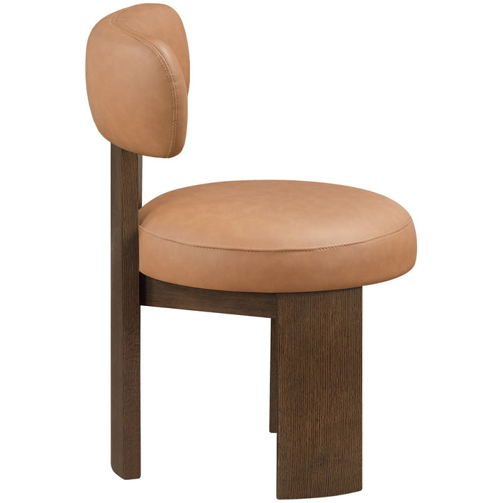 Atelier Vegan Leather Upholstered Dining Chair — Cognac / Painted Brown