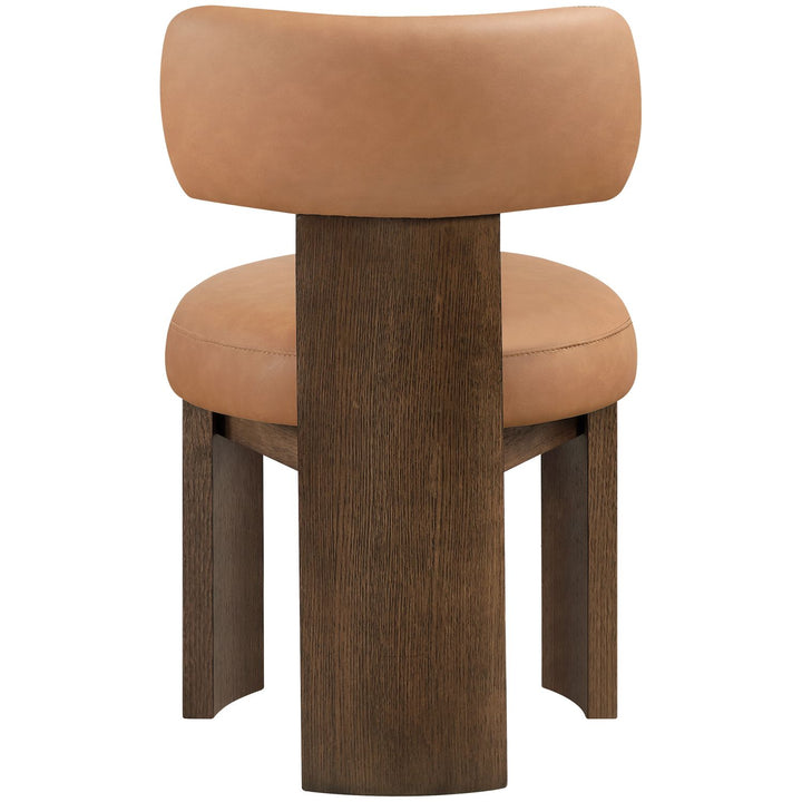 Atelier Vegan Leather Upholstered Dining Chair — Cognac / Painted Brown
