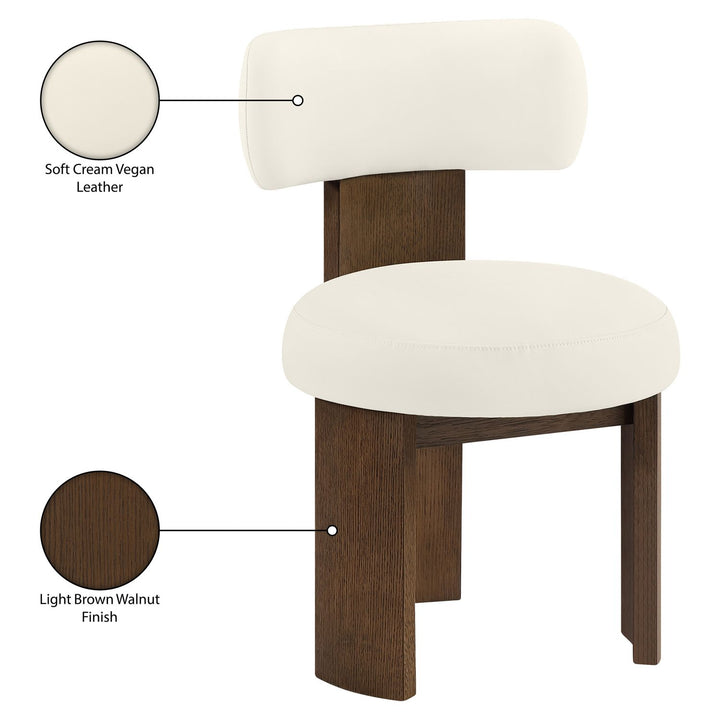 Atelier Vegan Leather Upholstered Dining Chair — Cream / Painted Brown