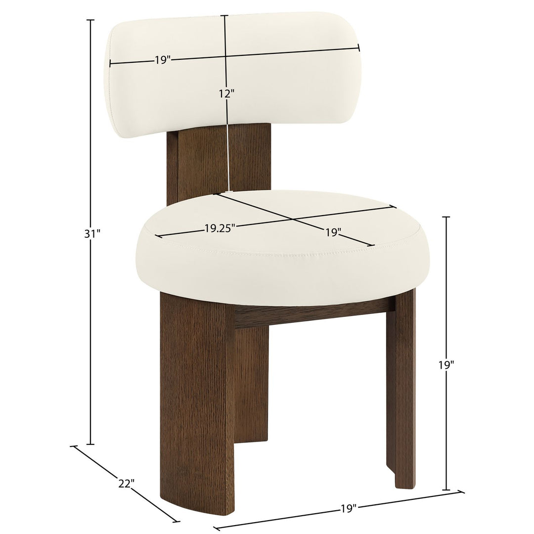 Atelier Vegan Leather Upholstered Dining Chair — Cream / Painted Brown