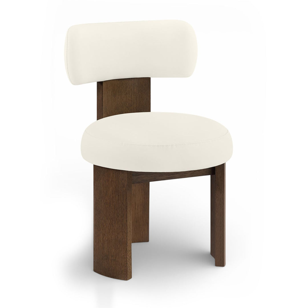 Atelier Vegan Leather Upholstered Dining Chair — Cream / Painted Brown