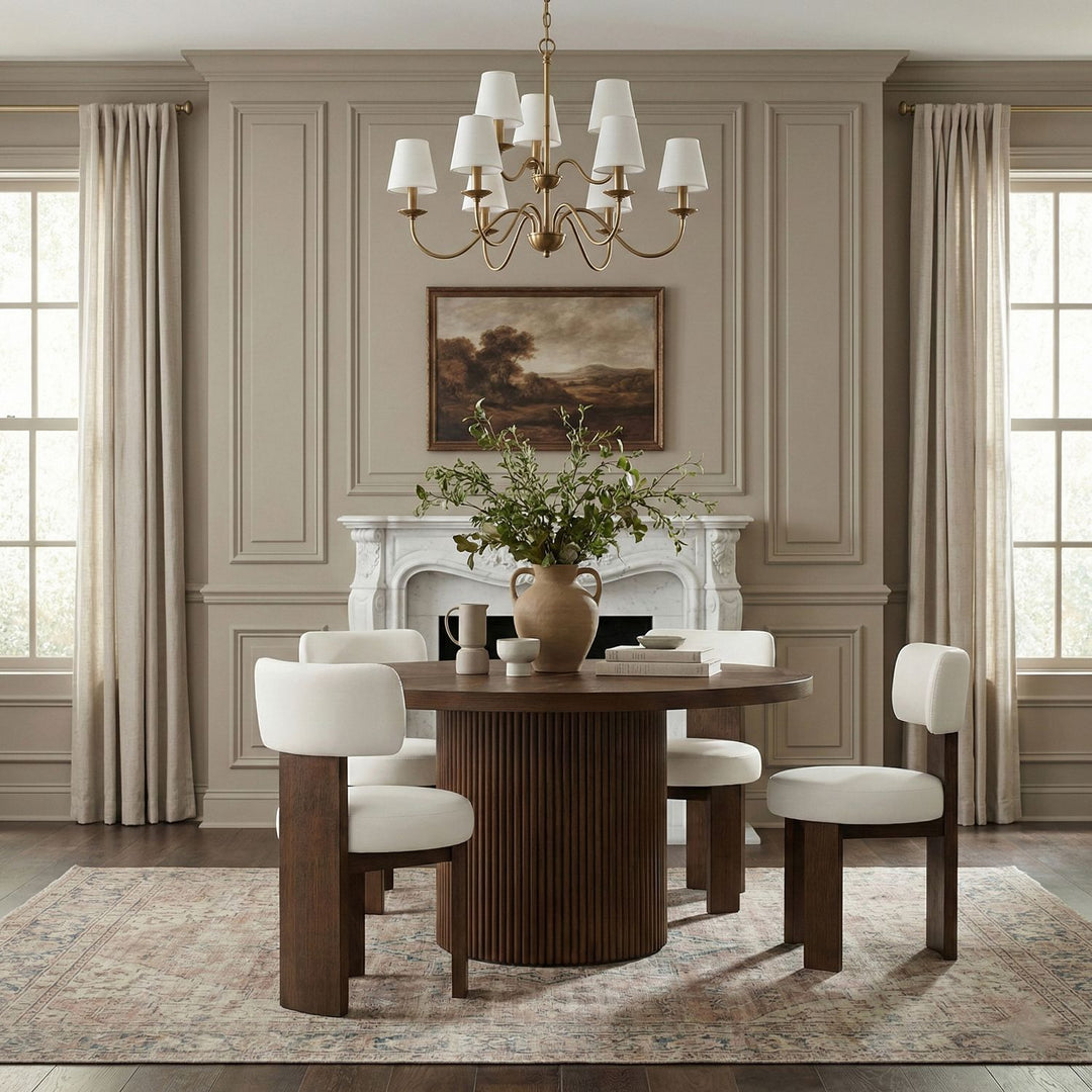 Atelier Vegan Leather Upholstered Dining Chair — Cream / Painted Brown