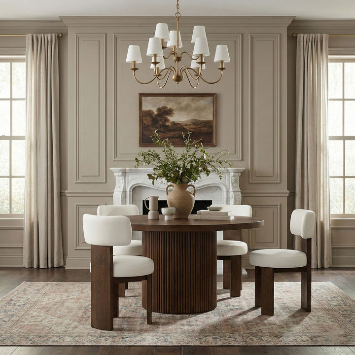 Atelier Vegan Leather Upholstered Dining Chair — Cream / Painted Brown