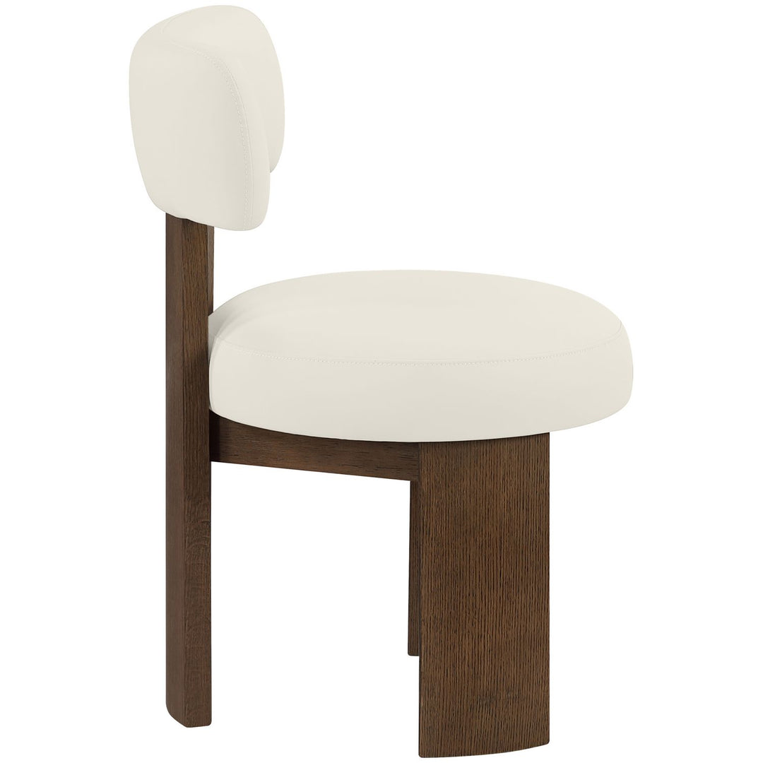 Atelier Vegan Leather Upholstered Dining Chair — Cream / Painted Brown