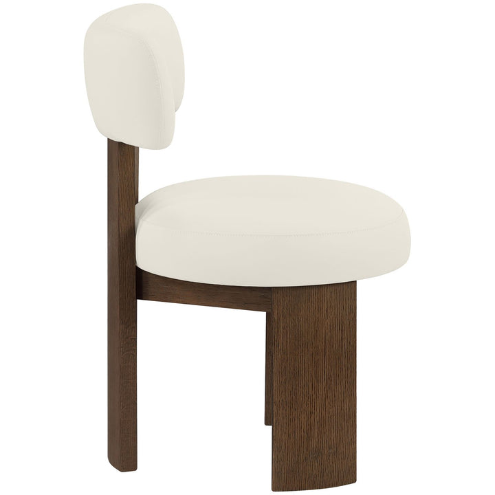 Atelier Vegan Leather Upholstered Dining Chair — Cream / Painted Brown