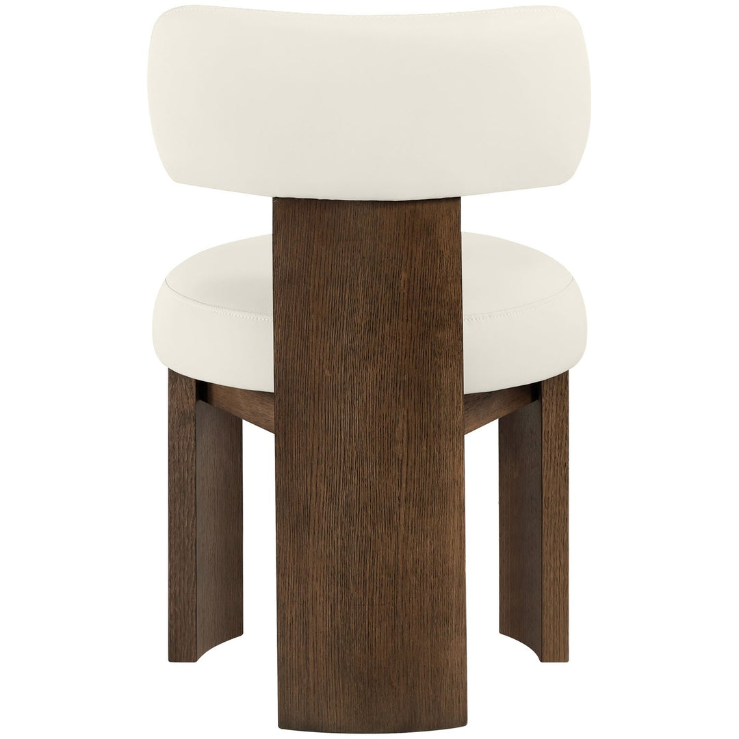 Atelier Vegan Leather Upholstered Dining Chair — Cream / Painted Brown