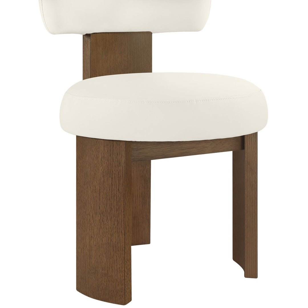 Atelier Vegan Leather Upholstered Dining Chair — Cream / Painted Brown