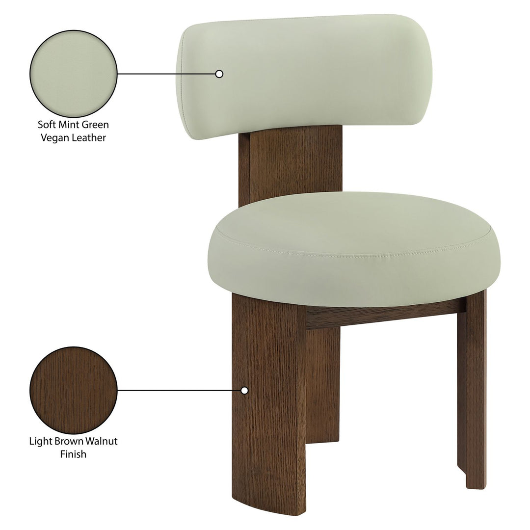 Atelier Vegan Leather Upholstered Dining Chair — Mint / Painted Brown