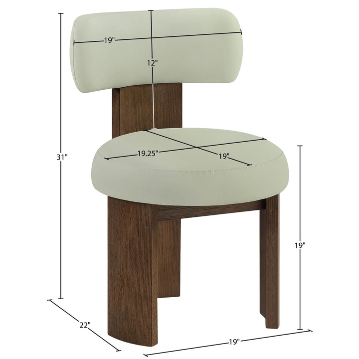 Atelier Vegan Leather Upholstered Dining Chair — Mint / Painted Brown