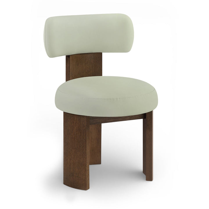 Atelier Vegan Leather Upholstered Dining Chair — Mint / Painted Brown