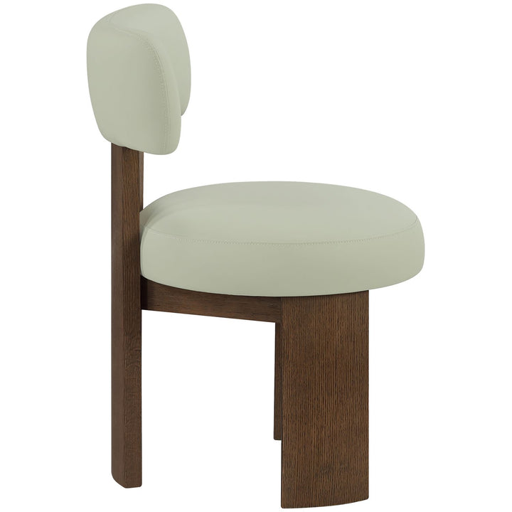 Atelier Vegan Leather Upholstered Dining Chair — Mint / Painted Brown