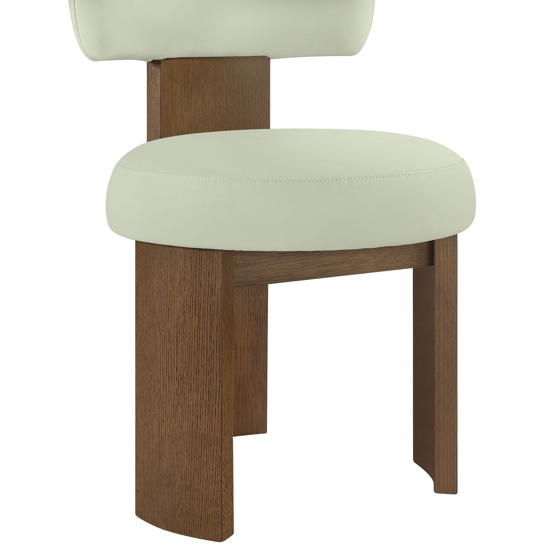 Atelier Vegan Leather Upholstered Dining Chair — Mint / Painted Brown