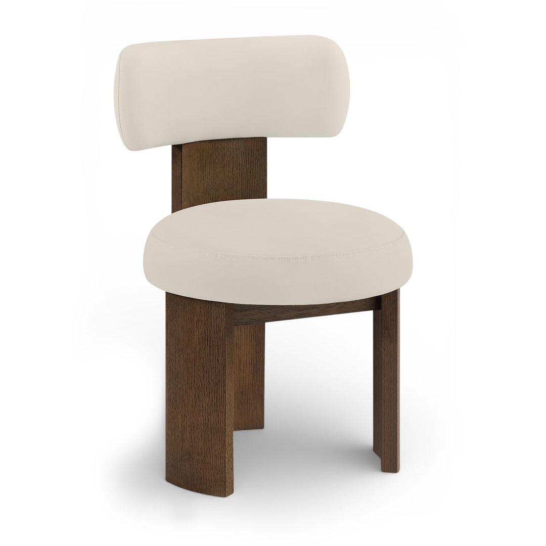 Atelier Vegan Leather Upholstered Dining Chair — Taupe / Painted Brown