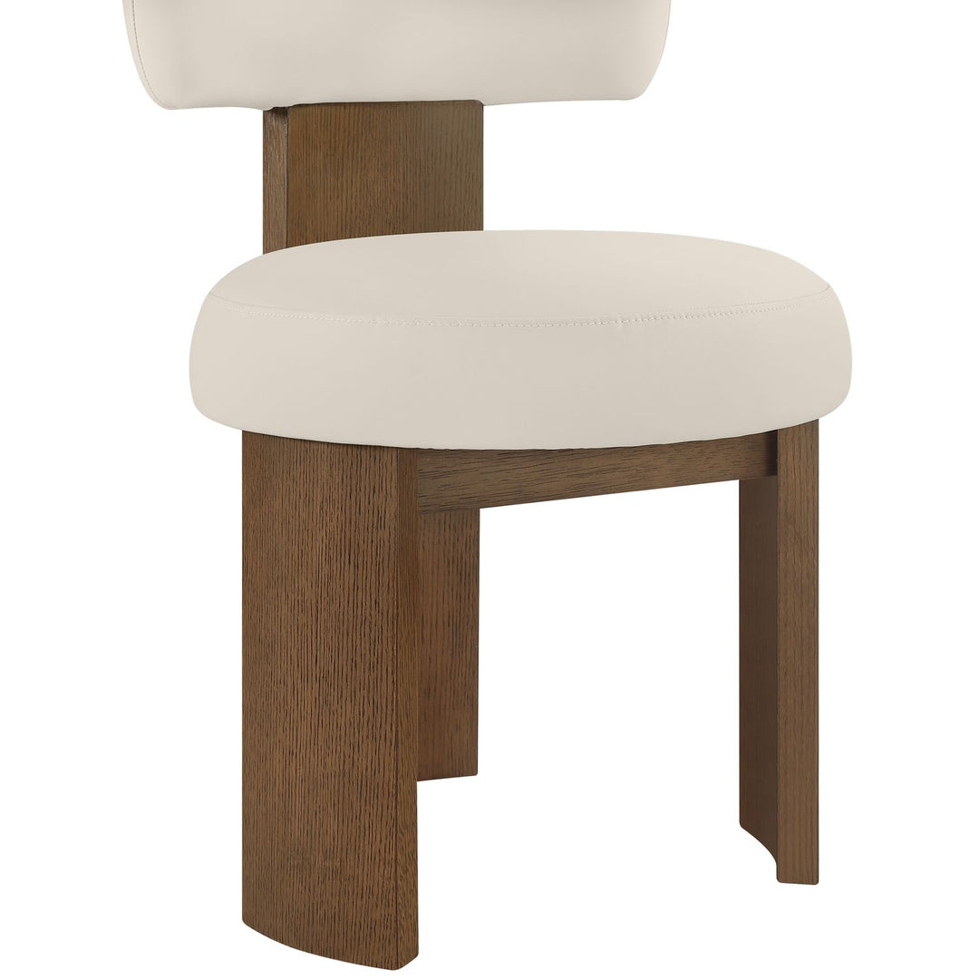 Atelier Vegan Leather Upholstered Dining Chair — Taupe / Painted Brown