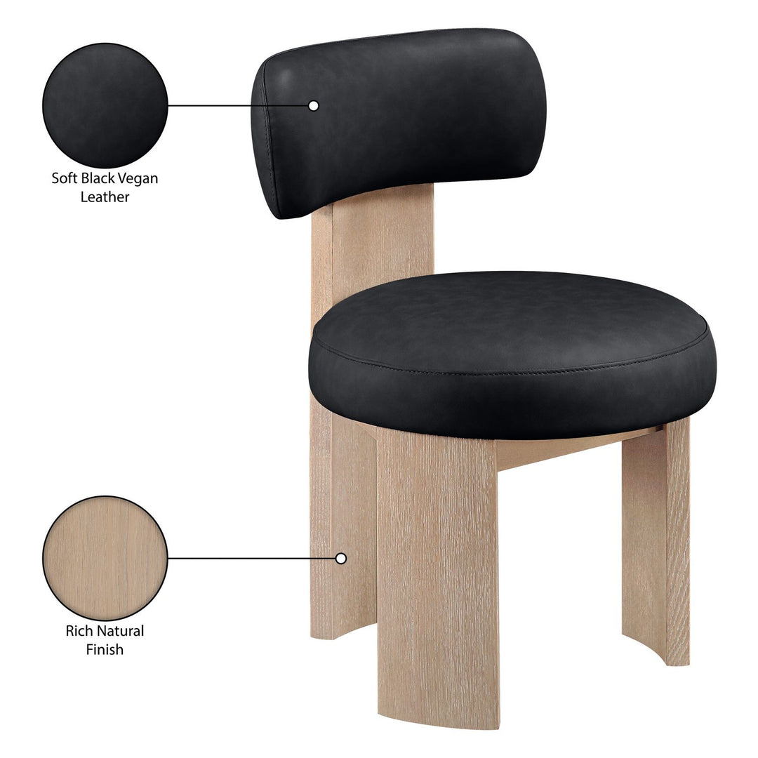 Atelier Vegan Leather Upholstered Dining Chair — Black / Painted Natural