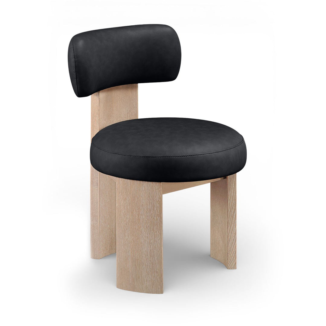 Atelier Vegan Leather Upholstered Dining Chair — Black / Painted Natural