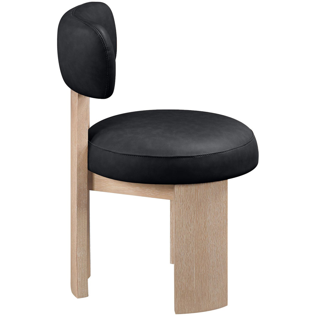Atelier Vegan Leather Upholstered Dining Chair — Black / Painted Natural