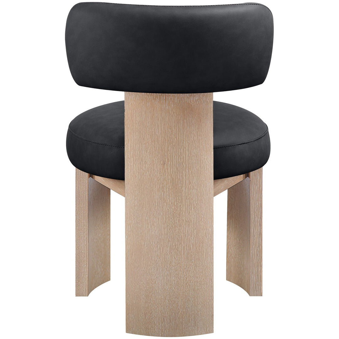 Atelier Vegan Leather Upholstered Dining Chair — Black / Painted Natural