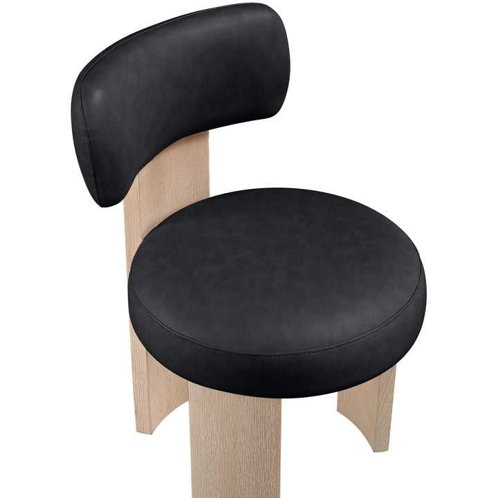 Atelier Vegan Leather Upholstered Dining Chair — Black / Painted Natural