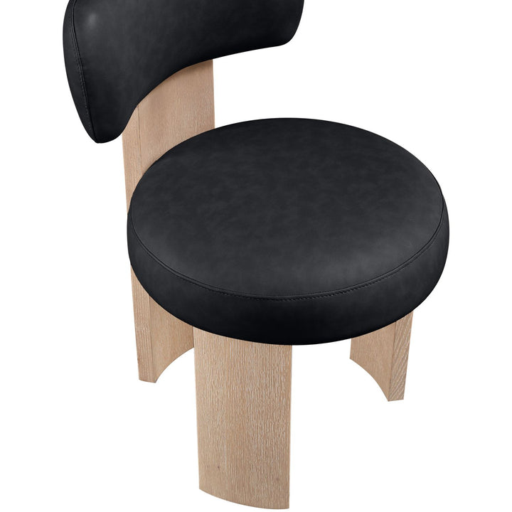 Atelier Vegan Leather Upholstered Dining Chair — Black / Painted Natural