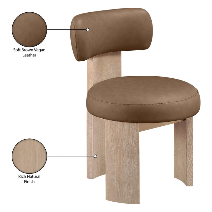Atelier Vegan Leather Upholstered Dining Chair — Brown / Painted Natural