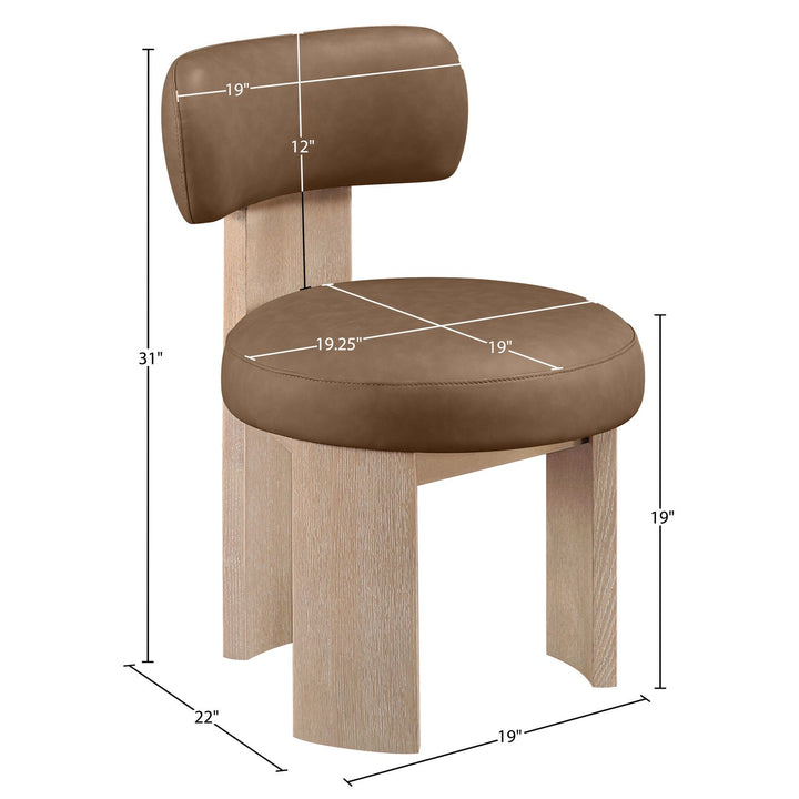 Atelier Vegan Leather Upholstered Dining Chair — Brown / Painted Natural