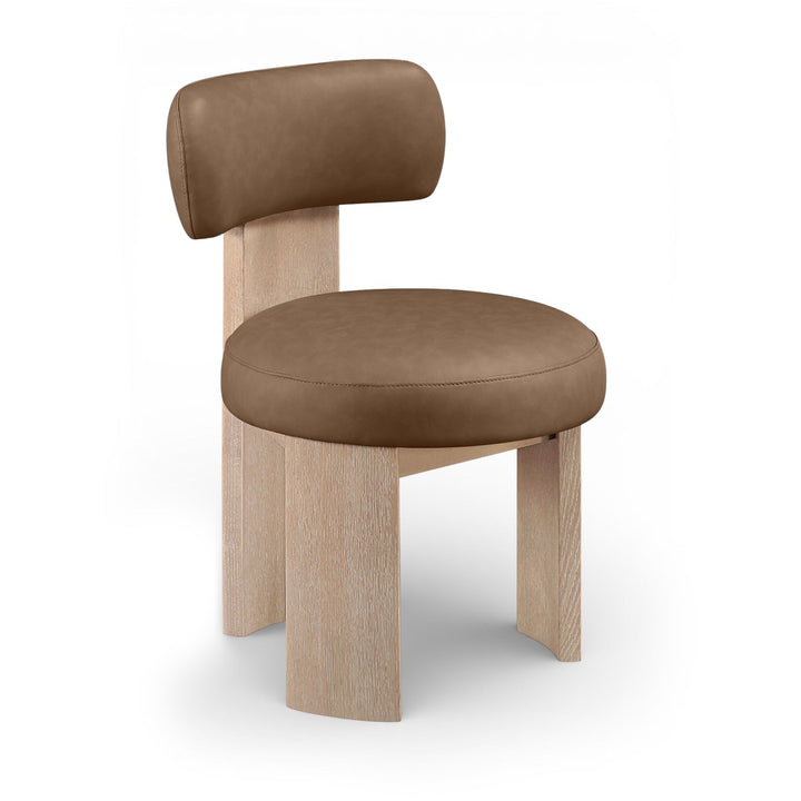 Atelier Vegan Leather Upholstered Dining Chair — Brown / Painted Natural