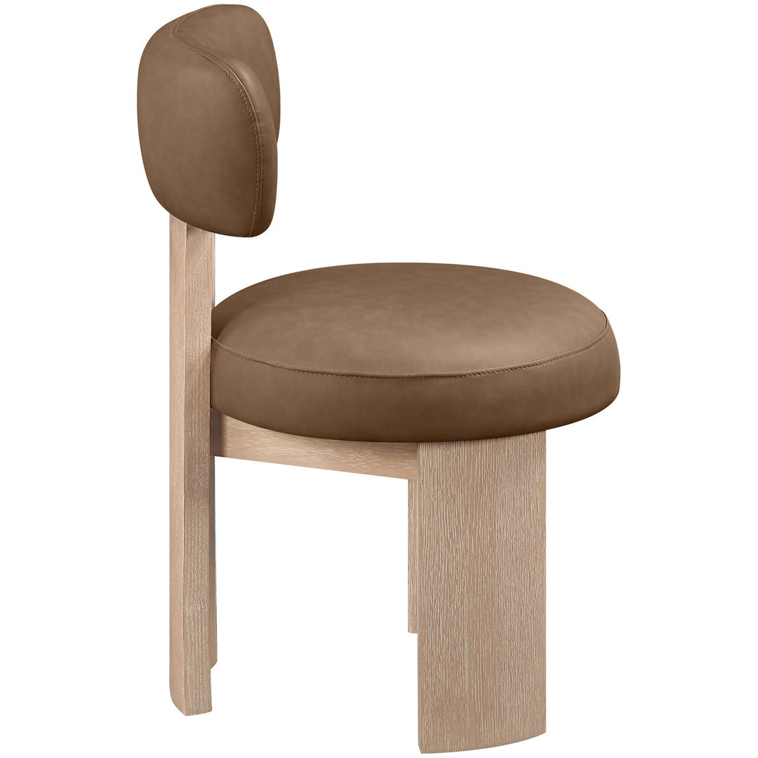 Atelier Vegan Leather Upholstered Dining Chair — Brown / Painted Natural