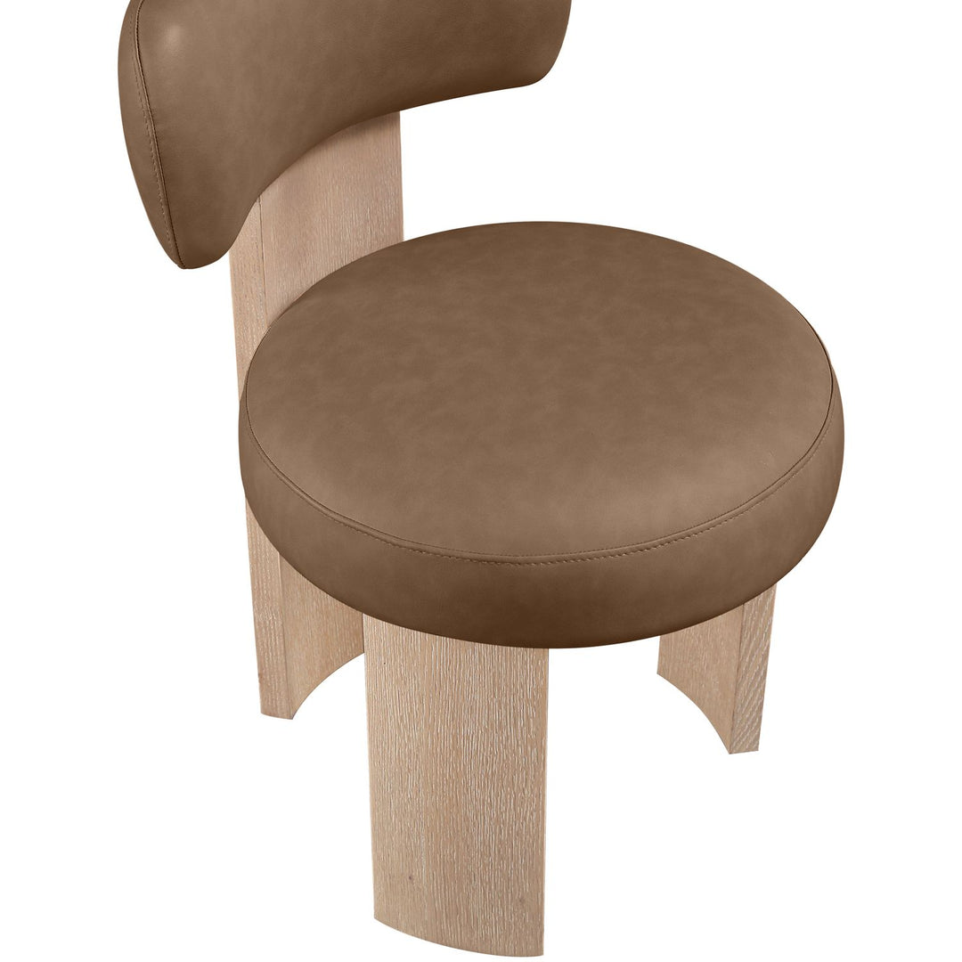 Atelier Vegan Leather Upholstered Dining Chair — Brown / Painted Natural