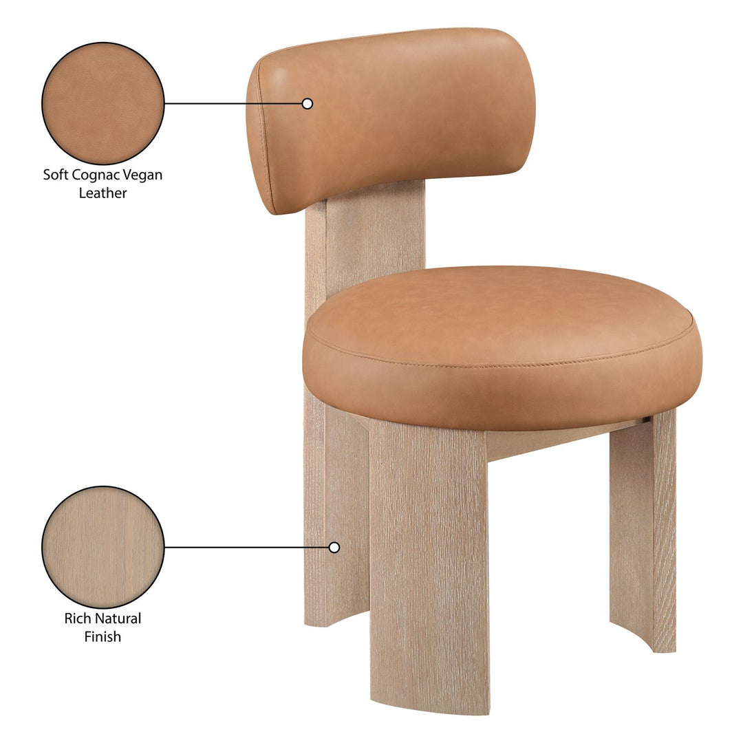 Atelier Vegan Leather Upholstered Dining Chair — Cognac / Painted Natural