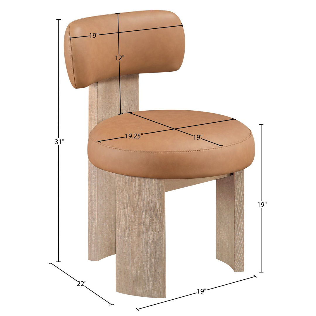 Atelier Vegan Leather Upholstered Dining Chair — Cognac / Painted Natural