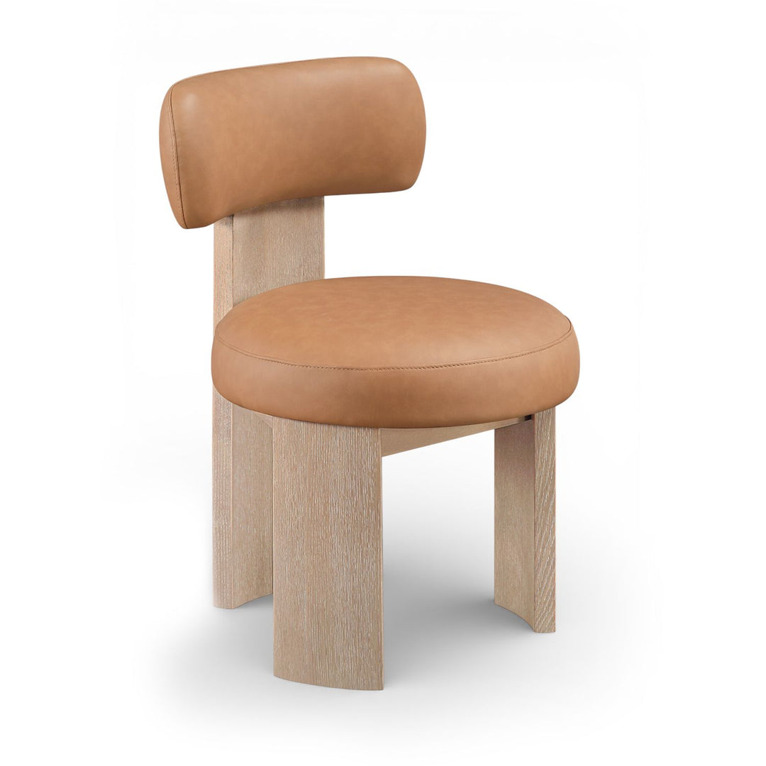 Atelier Vegan Leather Upholstered Dining Chair — Cognac / Painted Natural