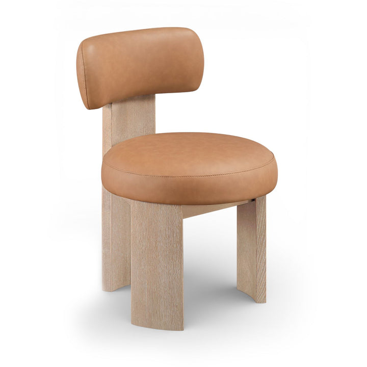 Atelier Vegan Leather Upholstered Dining Chair — Cognac / Painted Natural