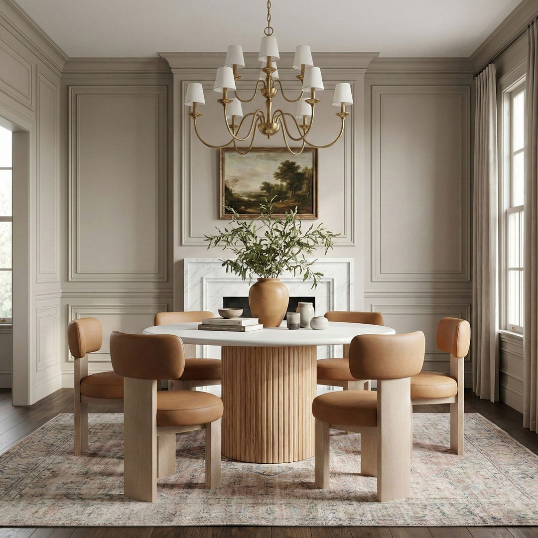 Atelier Vegan Leather Upholstered Dining Chair — Cognac / Painted Natural